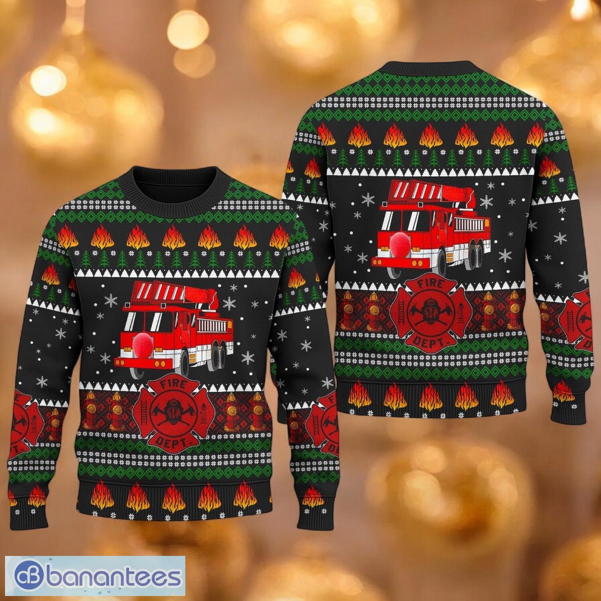 fireman sweater firefighter truck xmas ugly christmas sweater 3d printed christmas gift for men and women image Fireman Sweater Firefighter Truck Xmas Ugly Christmas Sweater 3D Printed Christmas Gift For Men And Women Product Photo 1