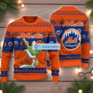 New York Mets Grinch Stolen Ugly Christmas Sweater MLB Fans Christmas Sweater Holiday Gift Product Photo 1