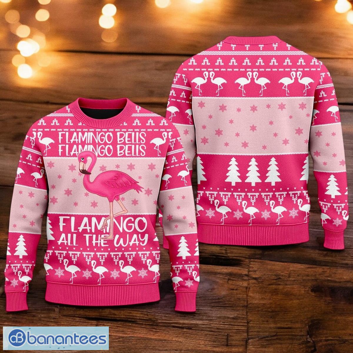 pink flamingo xmas ugly christmas sweater 3d printed christmas gift for men and women image Pink Flamingo Xmas Ugly Christmas Sweater 3D Printed Christmas Gift For Men And Women Product Photo 1