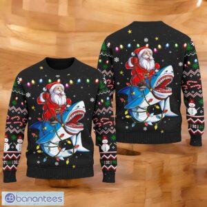 Christmas Santa Riding Shark Christmas Light Xmas Ugly Christmas Sweater 3D Printed Christmas Gift For Men And Women Product Photo 1