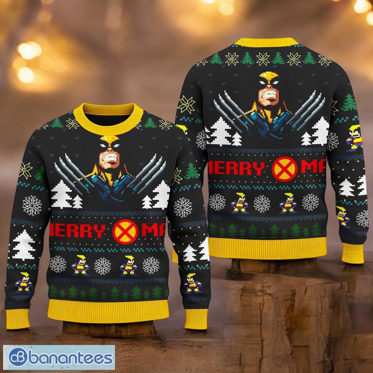 wolverine merry xmas sweater wolverine movie xmas ugly christmas sweater 3d printed christmas gift for men and women image Wolverine Merry Xmas Sweater Wolverine Movie Xmas Ugly Christmas Sweater 3D Printed Christmas Gift For Men And Women Product Photo 1