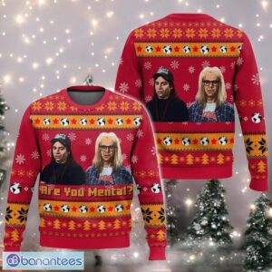 Wayne’s World Are you Mental Christmas Ugly Sweater Saturday Night Live Sweater Product Photo 1