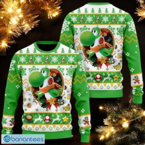 Yoshi Super Mario Christmas Ugly Sweater Super Mario Bros Christmas Sweater Product Photo 1