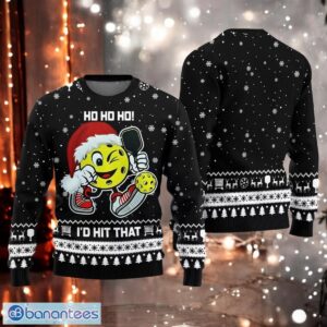 I’d Hit That Pickleball Christmas Ugly Sweater Funny Ho Ho Ho Christmas Black Sweater Product Photo 1