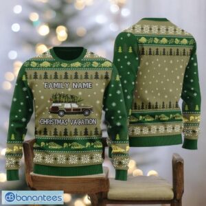 Christmas Vacation Ugly Christmas Sweater Family Custom Name Green Sweater Product Photo 1