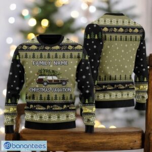 Christmas Vacation Ugly Christmas Sweater Family Custom Name Black Sweater Product Photo 1