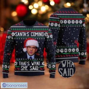 The Office Ugly Christmas Sweater Santa's Coming Sweater Product Photo 1