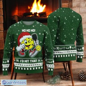 I’d Hit That Pickleball Christmas Ugly Sweater Funny Ho Ho Ho Christmas Green Sweater Product Photo 1