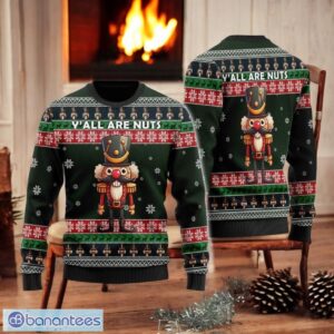 Y'all Are Nuts Ugly Christmas Sweater Funny Nut Cracking Squad Holiday All Over Print 3D Sweater Product Photo 1