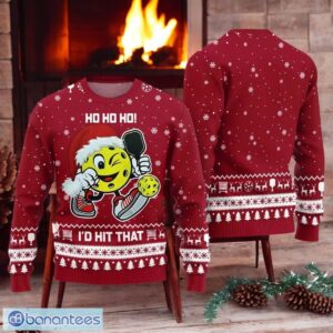 I’d Hit That Pickleball Christmas Ugly Sweater Funny Ho Ho Ho Christmas Red Sweater Product Photo 1