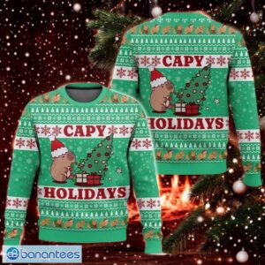 Capybara Christmas Ugly Sweater Capy Holidays All Over Print 3D Sweater Product Photo 1