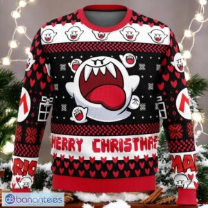 Super Mario Bros Christmas Ugly Sweater Super Mario King Sweater Cute Boo Sweater Product Photo 1