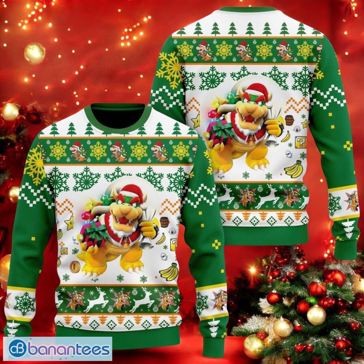 christmas bowser mario ugly sweater super mario bros christmas sweater funny gaming sweater image Christmas Bowser Mario Ugly Sweater Super Mario Bros Christmas Sweater Funny Gaming Sweater Product Photo 1