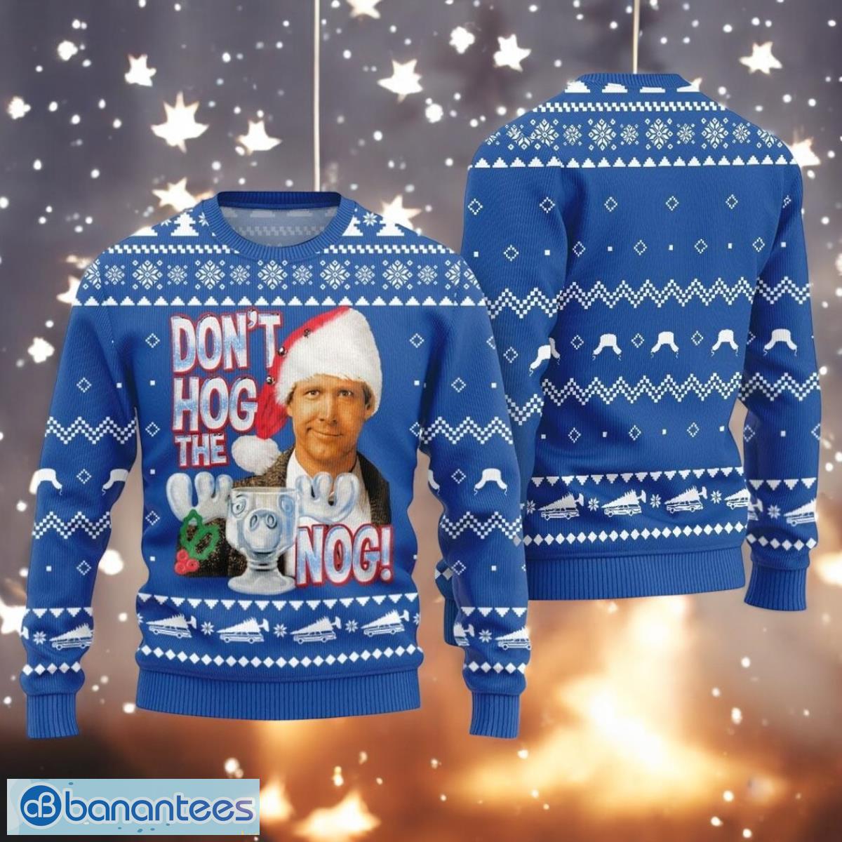 christmas vacation movie ugly sweater funny clark griswold blue sweater image Christmas Vacation Movie Ugly Sweater Funny Clark Griswold Blue Sweater Product Photo 1