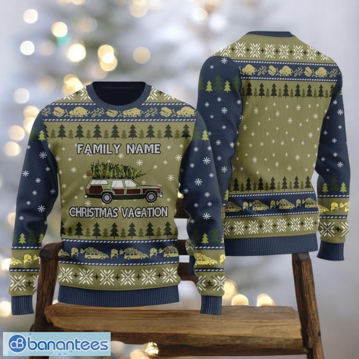 christmas vacation ugly christmas sweater family custom name navy sweater image Christmas Vacation Ugly Christmas Sweater Family Custom Name Navy Sweater Product Photo 1