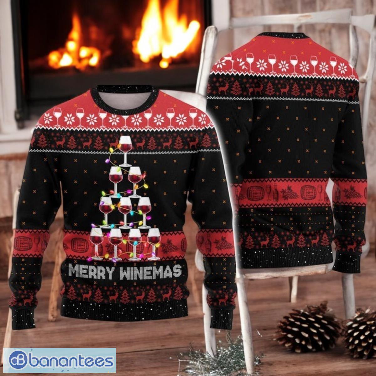 christmas wine lovers ugly sweater merry winemas xmas sweater image Christmas Wine Lovers Ugly Sweater Merry Winemas Xmas Sweater Product Photo 1