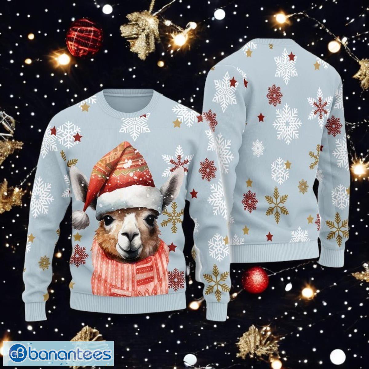 cute llama christmas sweater alpaca santa hat holiday all over print 3d sweater image Cute Llama Christmas Sweater Alpaca Santa Hat Holiday All Over Print 3D Sweater Product Photo 1