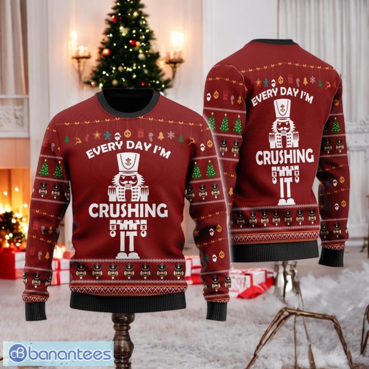 every day im crushing it ugly christmas sweater funny nut cracking squad holiday all over print 3d sweater image Every Day I'm Crushing It Ugly Christmas Sweater Funny Nut Cracking Squad Holiday All Over Print 3D Sweater Product Photo