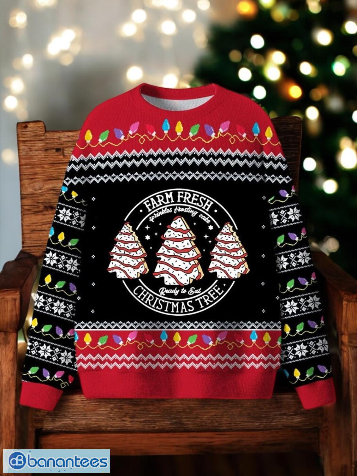 farm fresh ugly christmas sweater holiday tree black sweater image Farm Fresh Ugly Christmas Sweater Holiday Tree Black Sweater Product Photo 1