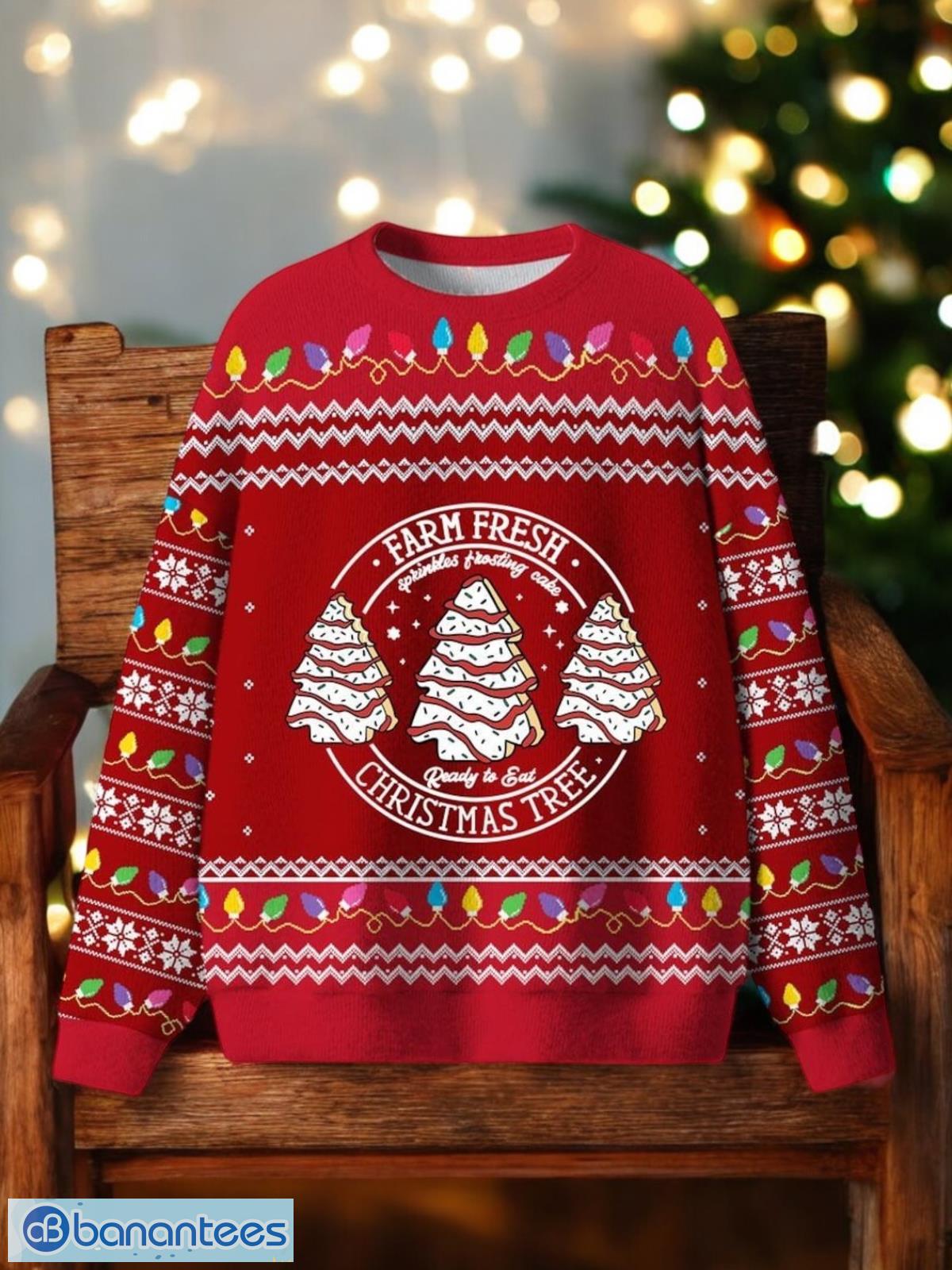 farm fresh ugly christmas sweater holiday tree red sweater image Farm Fresh Ugly Christmas Sweater Holiday Tree Red Sweater Product Photo 1