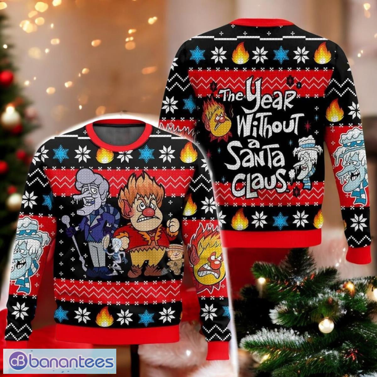 heat miser and snow miser christmas ugly sweater the year without santa claus sweater image Heat Miser And Snow Miser Christmas Ugly Sweater The Year Without Santa Claus Sweater Product Photo 1