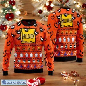 Cute Ghost with Pumpkin Halloween Ugly Sweater Product Photo 1