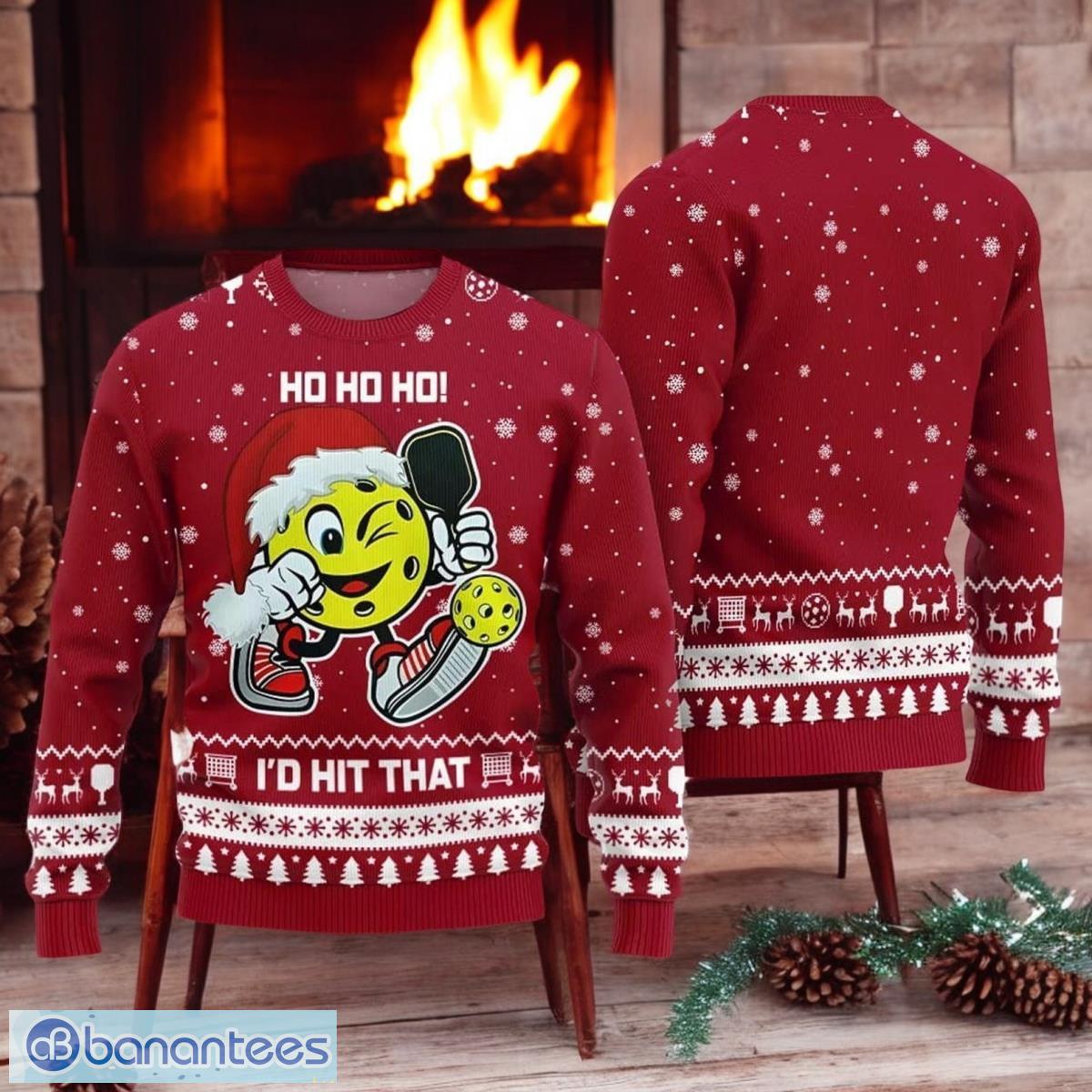 id hit that pickleball christmas ugly sweater funny ho ho ho christmas red sweater image I’d Hit That Pickleball Christmas Ugly Sweater Funny Ho Ho Ho Christmas Red Sweater Product Photo 1