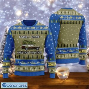 Christmas Vacation Ugly Christmas Sweater Family Custom Name Blue Sweater Product Photo 1