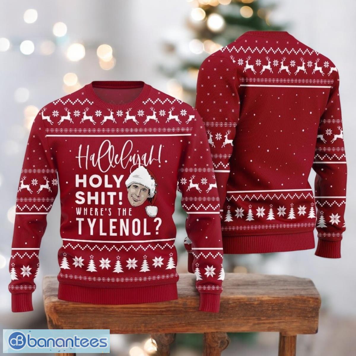 national lampoons christmas vacation sweater funny quote red sweater image National Lampoons Christmas Vacation Sweater Funny Quote Red Sweater Product Photo 1