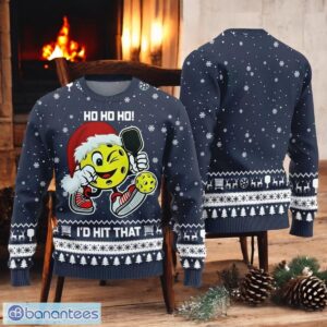 I’d Hit That Pickleball Christmas Ugly Sweater Funny Ho Ho Ho Christmas Navy Sweater Product Photo 1