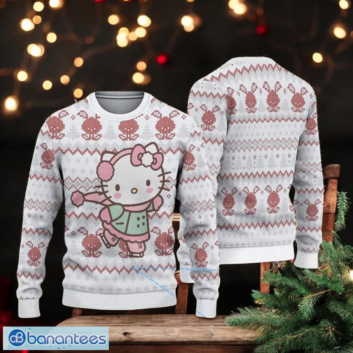 pink christmas hello kitty ugly sweater cute kitty cat holiday sweater image Pink Christmas Hello Kitty Ugly Sweater Cute Kitty Cat Holiday Sweater Product Photo 1