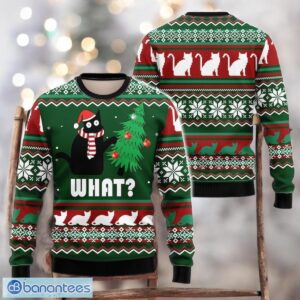 Black Cat Meowy Christmas Ugly Christmas Sweater Love cat Sweater Product Photo 1
