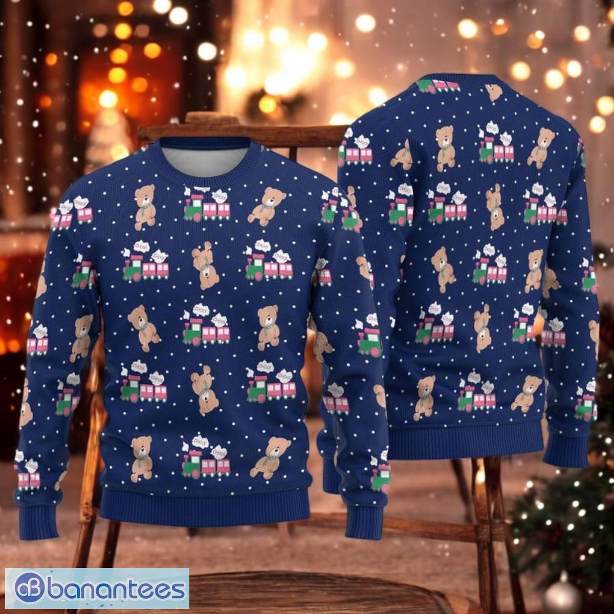 rumi choo choo christmas ugly sweater rumi bears women all over print 3d sweater image Rumi Choo Choo Christmas Ugly Sweater Rumi Bears Women All Over Print 3D Sweater Product Photo 1