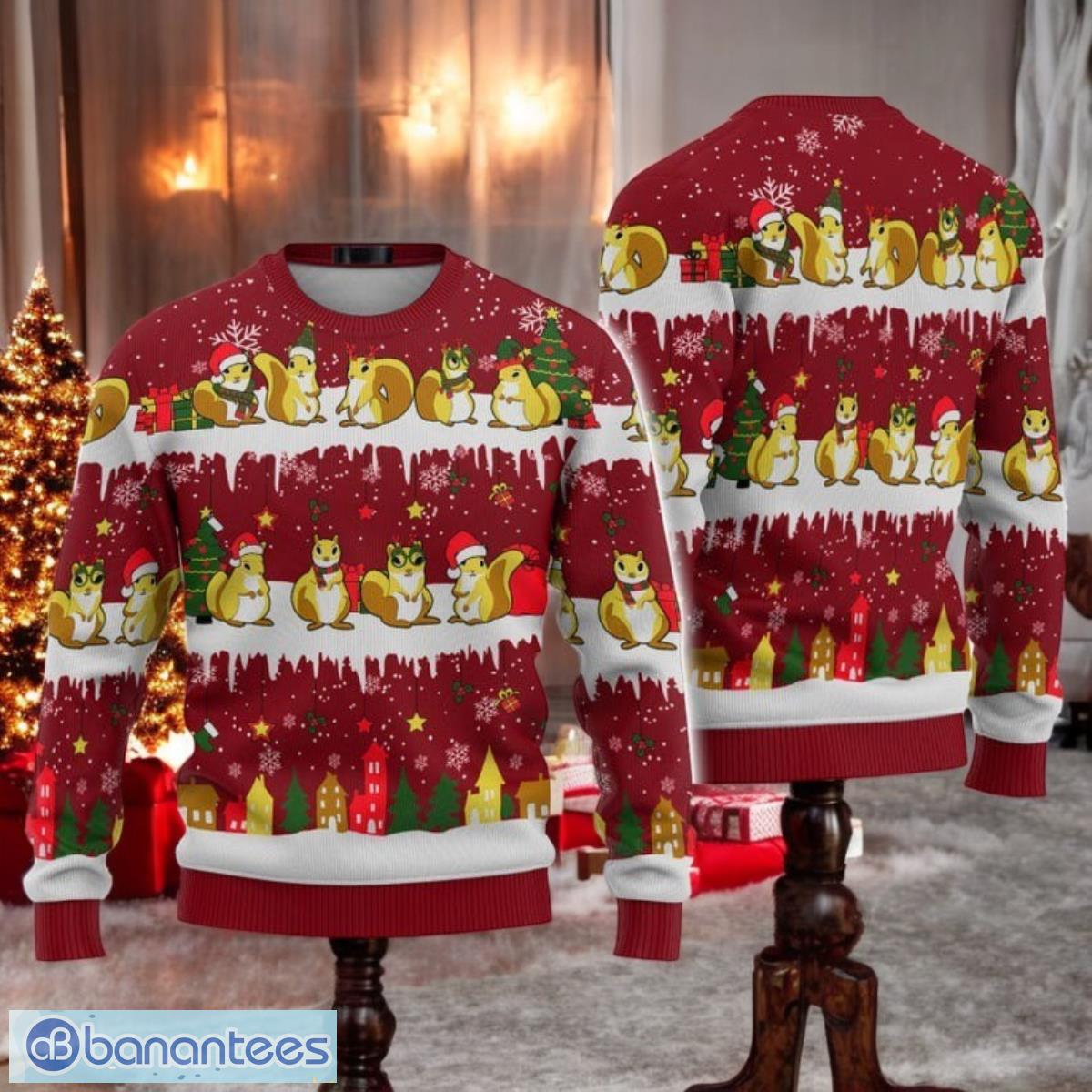 squirrel christmas ugly sweater cute squirrel xmas sweater image Squirrel Christmas Ugly Sweater Cute Squirrel Xmas Sweater Product Photo 1