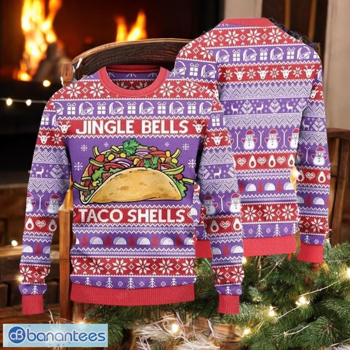 taco bell ugly christmas sweater jingle bells holiday sweater image Taco Bell Ugly Christmas Sweater Jingle Bells Holiday Sweater Product Photo 1