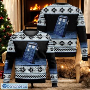 Retro Police Box Doctor Who Ugly Christmas Sweater Doctor Who Xmas 3D Sweater Product Photo 1
