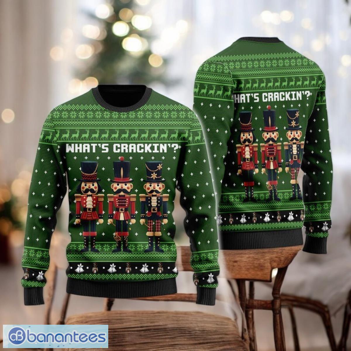 whats crackin ugly christmas sweater funny nut cracking squad trio holiday all over print 3d sweater image What's Crackin' Ugly Christmas Sweater Funny Nut Cracking Squad Trio Holiday All Over Print 3D Sweater Product Photo