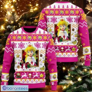 Christmas Princess Peach Ugly Sweater Super Mario Bros Christmas Sweater Product Photo 1
